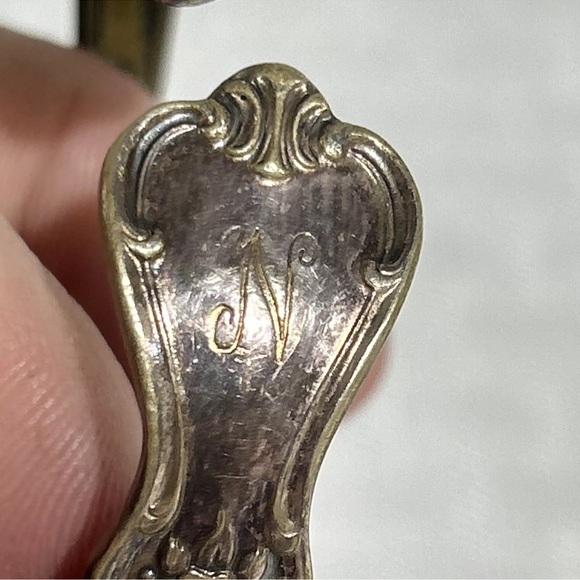 Vintage Handmade Spoon Handle SPRING 2.5" Bracelet Silver Plate INITIALED "N" - Picture 8 of 8